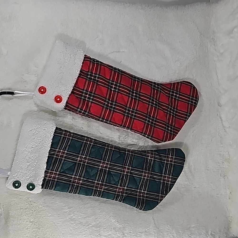 2 Christmas Plaid Stockings Red and Green